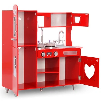 Cucina Giocattolo per Bambini in MDF 84x31x89 cm Rossa - Immagine 1 di 4