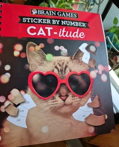 CAT - itude STICKER BY NUMBER Book BRAIN GAMES 25+Kitty Images - Picture 1 of 14
