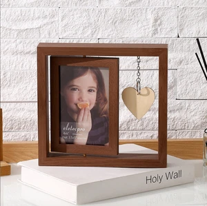 Custom Wooden Rotating Picture Frame – Double-Sided 4x6 Photo Holder with Heart - Picture 1 of 12