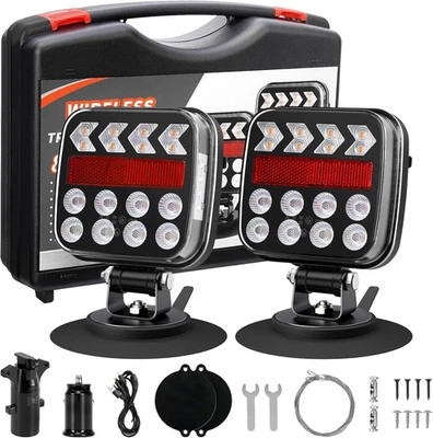 Wireless Trailer Lights, Adjustable Magnetic LED Trailer Lights with Reflectors, - Image 1 of 4