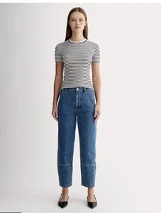 Everlane Utility Barrel Jeans Women’s 27*25 Dark Washed Wide To Taper Denim EUC - Picture 1 of 13