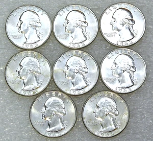 1963-D Washington Silver Quarter Gem BU Original & Frosty lot of 8 coins #Q188 - Picture 1 of 2