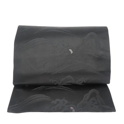 Conjunto Obi Negro Japonés con Obijime y Tela Poliéster Obiage Estilo Otaiko Foto 1 de 4