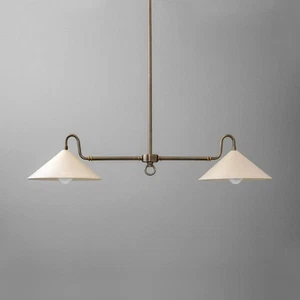 Mid Century Sputnik Chandelier: Brass 2-Light Branch Fixture - Picture 1 of 7