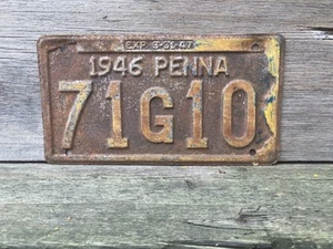 Antik 1946 Pennsylvania Nummernschild Oldtimer PA Autoschild Original - Bild 1 von 1