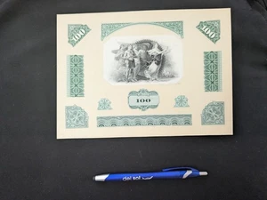 SCARCE SALES MAN SAMPLE FOR STOCK OR BOND--$100 GREEN LADY JUSTICE #9B - Picture 1 of 9