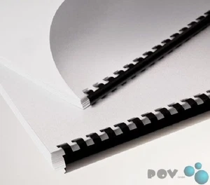 Plastikbinderücken, US-Teilung, Farbe: Schwarz, Durchmesser = 28 mm, VPE 25 St. - Bild 1 von 3