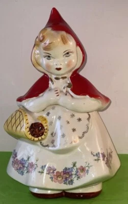 Tarro de galletas Caperucita Roja vintage con tapa casco años 40 #967 Foto 1 de 4