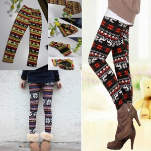 New Women's Winter Fleece Lined Thick Leggings Warm Insulated Christmas Pants US - Picture 1 of 20