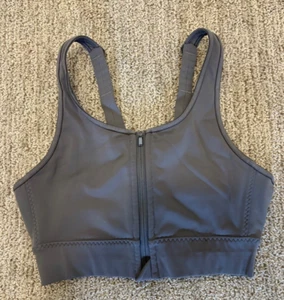 Athleta Damen Sport-BH mit Reißverschluss vorne und verstellbaren Trägern lila grau Small - Bild 1 von 6