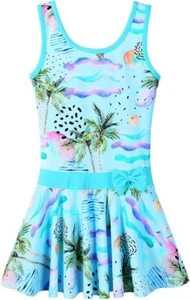 Girls Swimsuit One Piece UPF 50+ Floral Skirted Bathing Suit Age 10 - 11Y - Picture 1 of 5
