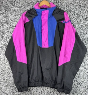 Chaqueta cortavientos suéter de colección para mujer Eddie Bauer rosa verde azulado negra 1/2 cremallera M Foto 1 de 4