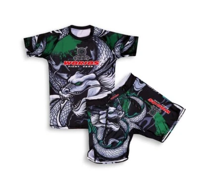 WORIOS FIGHT GEAR Dragon Rash Guard & Shorts Boxing Training BJJ Jiu Jitsu multi- colour