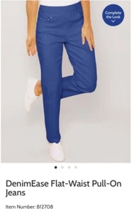 Blair Denim Ease Flat Waist Pull-On Jeans Women’s Size 14 Lapris Blue NWT BNIB - Picture 1 of 14