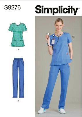Simplicity Pattern S9276 Misses Nurse Doctor Scrubs Top & Pants Sizes 16-24 - Image 1 of 4