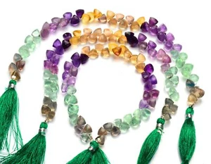 Natural Gem Rainbow Fluorite Faceted 7.5mm Size 3D Trillion Shape Beads 8" - Picture 1 of 5
