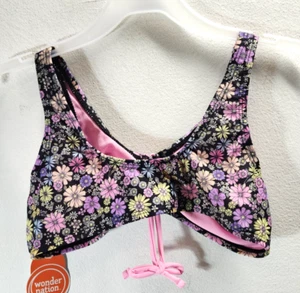 Wonder Nation Girls Colorful Floral Swim Top Bikini Size Large 10-12 NEW - Picture 1 of 8