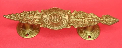 Flower Carved Victorian Antique Style Handmade Brass Gate Big Door Pull Handle Cover