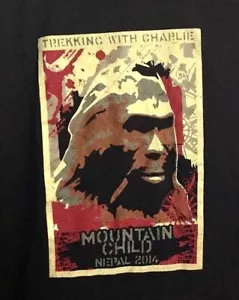 Gildan XL Nepal Trekking With Charlie Mountain Child 2014 Graphic T-Shirt Brown - Picture 1 of 6