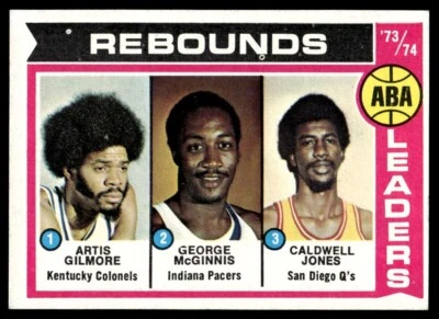 1974-75 Topps Basketball Gilmore/McGinnis/Jones ABA Rebounds #211 NM - Image 1 of 2