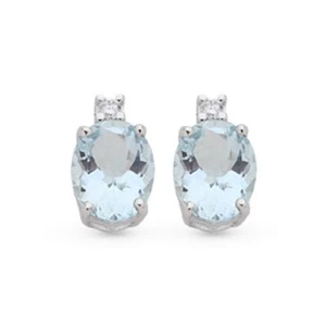 Orecchini con acqua marina e diamanti oro bianco 18kt - Imagen 1 de 1