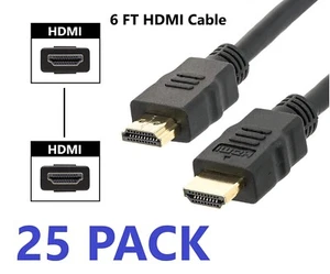 25 PACK High-Speed HDMI to HDMI Cable Male to Male Cord UHD 4K HD - 6 ft (1.8 m) - Picture 1 of 10