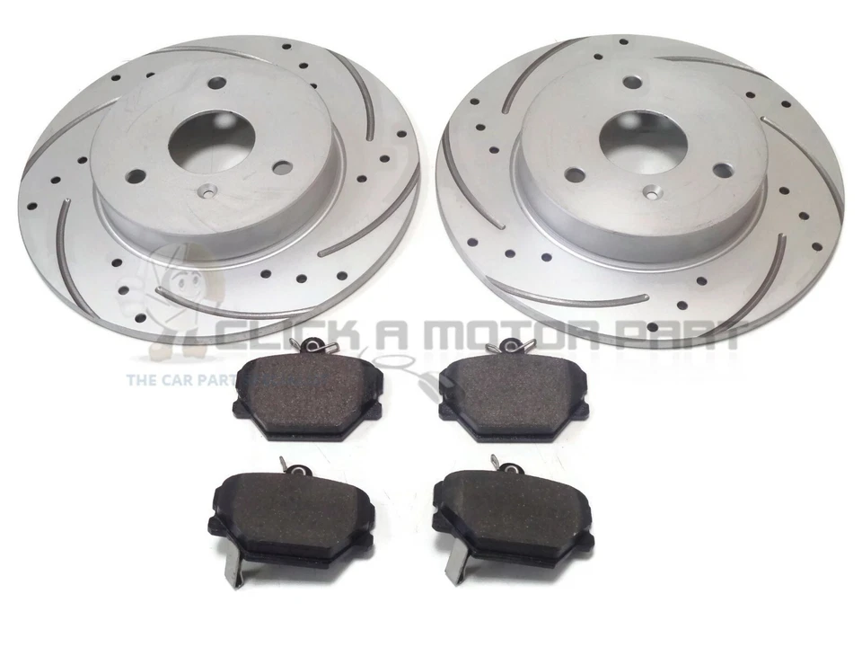 Front Drilled & Grooved Brake Discs And Brake Pads Set New For Smart Car Models - Image 1 of 1