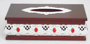 Home / office/ wood tissue box holder decorated with resin - Picture 1 of 5