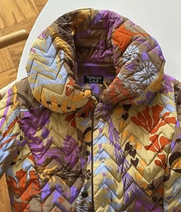 Averardo Bessi Quilted Puffer Jacket, Size 6, Italy, Abstract Floral, Vintage - Picture 1 of 12