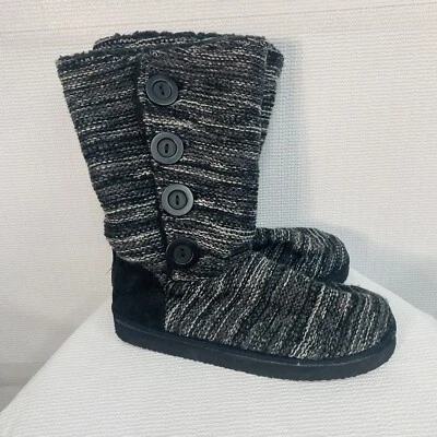 Suéter Cushion Walk By Avon para mujer 10 negro tejido media pantorrilla abotonada bota cómoda Foto 1 de 4
