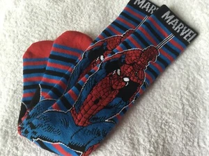 BOYS KNEE HI QUALITY WARM CUSHION SKI WELLY THERMAL BOOT SOCKS MARVEL SPIDERMAN - Picture 1 of 8