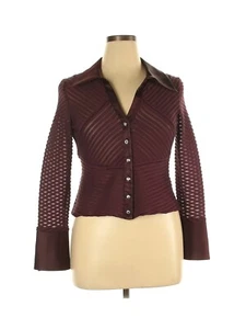 JS Collection Crystal Buttondown Long Sleeve Evening Blouse Pintuck Maroon $145 - Picture 1 of 2