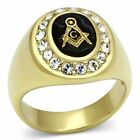 RING MASONIC ION Gold High polished Stainless Steel with Top Grade Crystal TK766