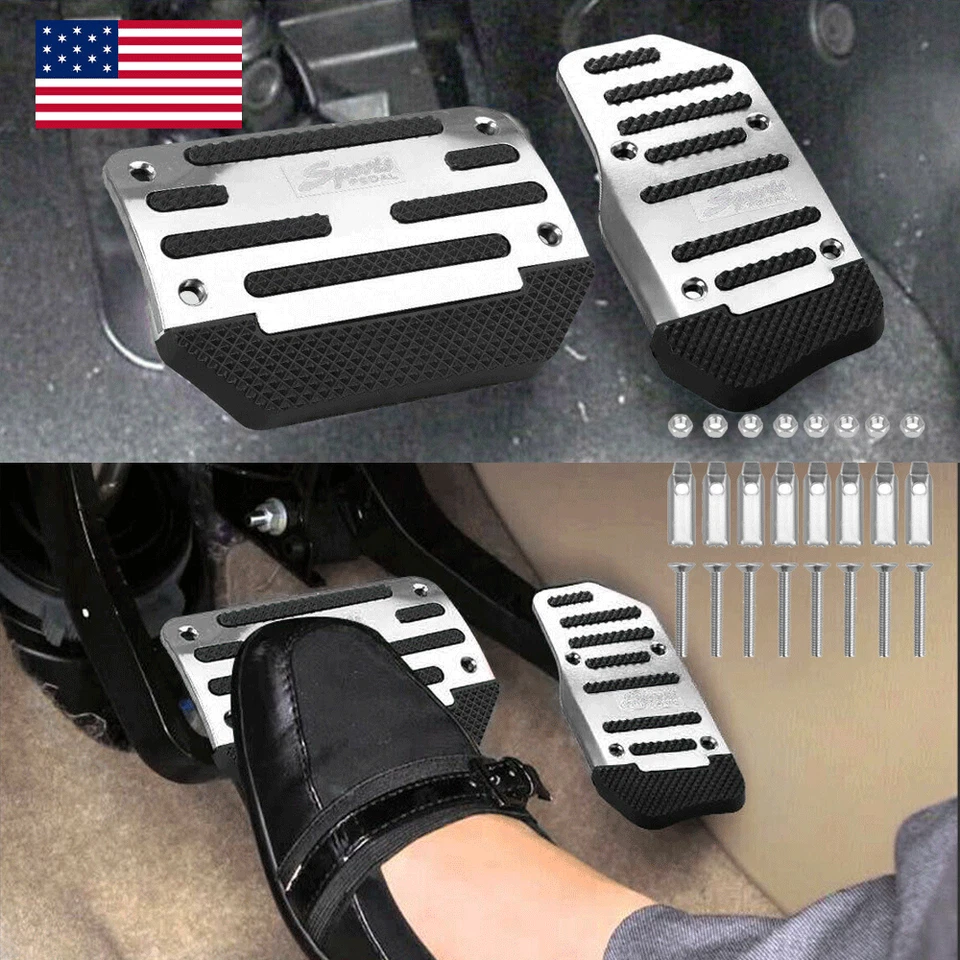 Accesorios de cubierta de pedal de freno de gas automático antideslizante plateado para coche Foto 1 de 4