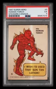 1967 marvel super hero #9 human torch rc; rare canada sticker PSA 5  (POP 1, 0^) - Picture 1 of 2