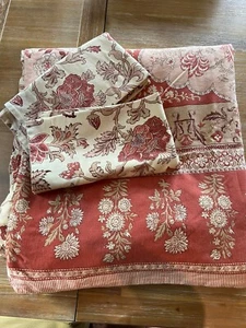 Pottery Barn Tascha Queen Double Full Duvet Shams Rust Floral BOHO - Picture 1 of 6