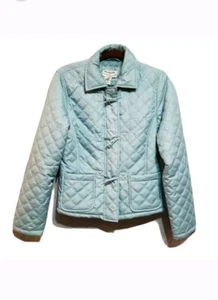 Momentum Blue Quilted Jacket Ladies Small Buttons & Zipper Lined Pockets - Picture 1 of 3