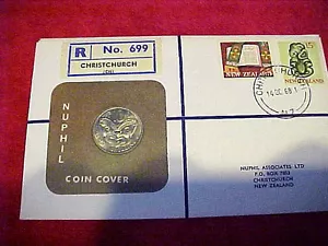 1968 L-3 NUOVA ZELANDA CHRISTCHURCH EMISSIONE 10 CENT DI NUPHIL NU 09 2 FRANCOBOLLI 720 - Foto 1 di 3