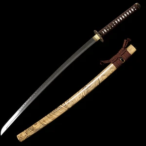 Polished Katana Samurai Sword Clay Tempered T10 Steel Real Hamon Razor Sharp - Picture 1 of 11