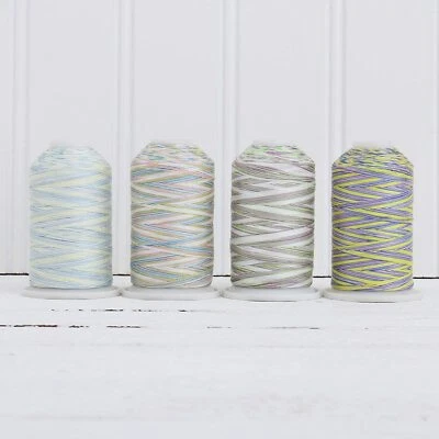 Threadart 100% Cotton Variegated Thread Set | 4 Cones Pastel Colors | 600M Cones - Image 1 of 4