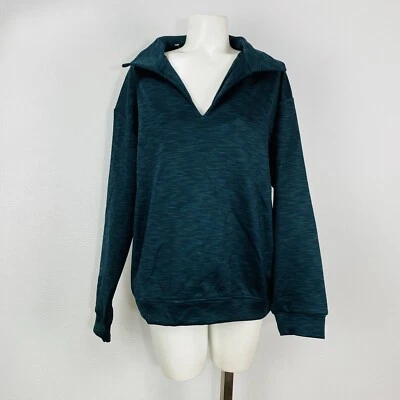 Nanette Lepore Play Collared Pullover V-Neck Soft Green Heather Womens Size Med - Image 1 of 4