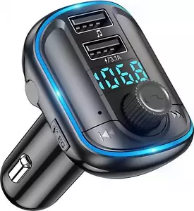 Transmisor De Fm Bluetooth Para Carro Auto Radio Aux Manos Libres Adaptador - Picture 1 of 6