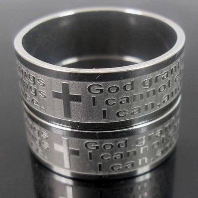 30x Etch Christian Serenity Prayer CROSS Stainless Steel Wedding Ring Wholesale - Image 1 of 4
