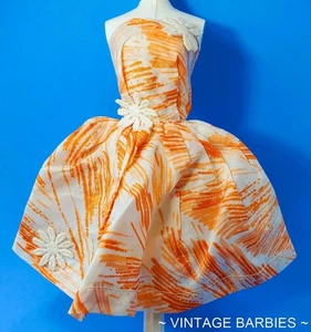 Vintage Barbie Doll Sized White Silk Dress Near Mint ~ 1960's - Picture 1 of 9
