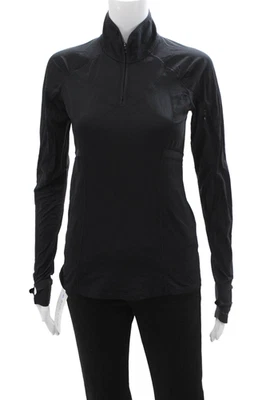 Lululemon Womens Black Mock Neck Long Sleeve Zip Top Size 4 - Image 1 of 4