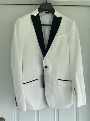 Jaqueta smoking J Ferrar JF branca e preta 36 reg slim formatura festa evento casamento novo com etiquetas - Imagem 1 de 4