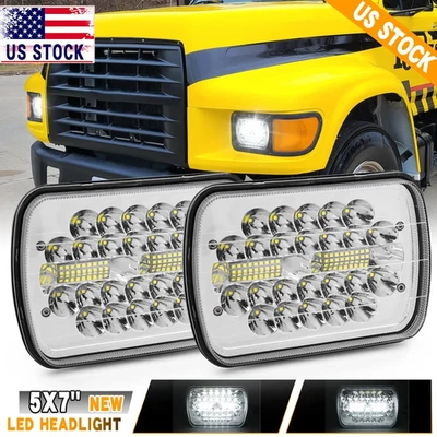 For Ford L9000 L800 LN700 Trucks 2PCS 7x6" 5x7" LED Headlights High/Low Beam DOT - Image 1 of 4
