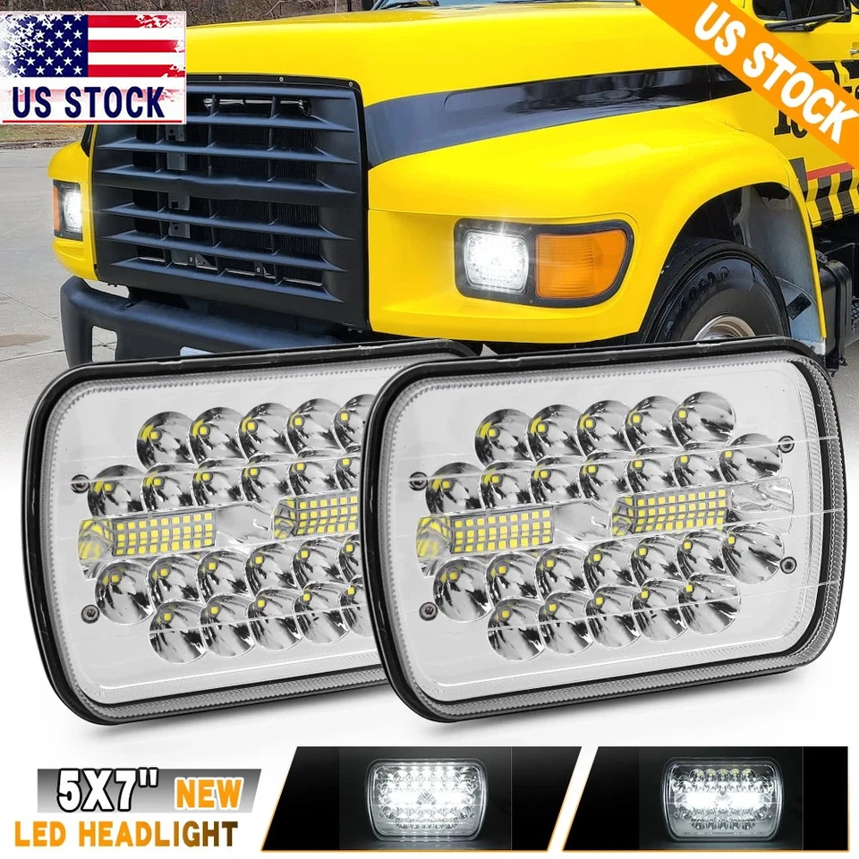 For Ford L9000 L800 LN700 Trucks 2PCS 7x6" 5x7" LED Headlights High/Low Beam DOT Foto 1 de 4