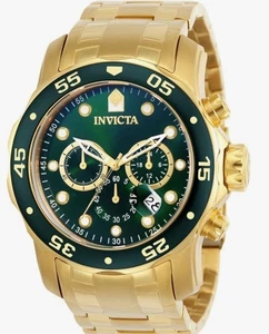 Reloj para hombre Invicta 0075 Pro Diver cronógrafo chapado en oro de 18 quilates - verde/oro - Imagen 1 de 8