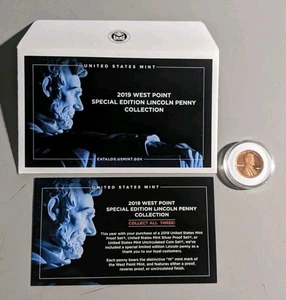 2019 "W" PROOF WEST POINT SPECIAL EDITION LINCOLN PENNY - Picture 1 of 6